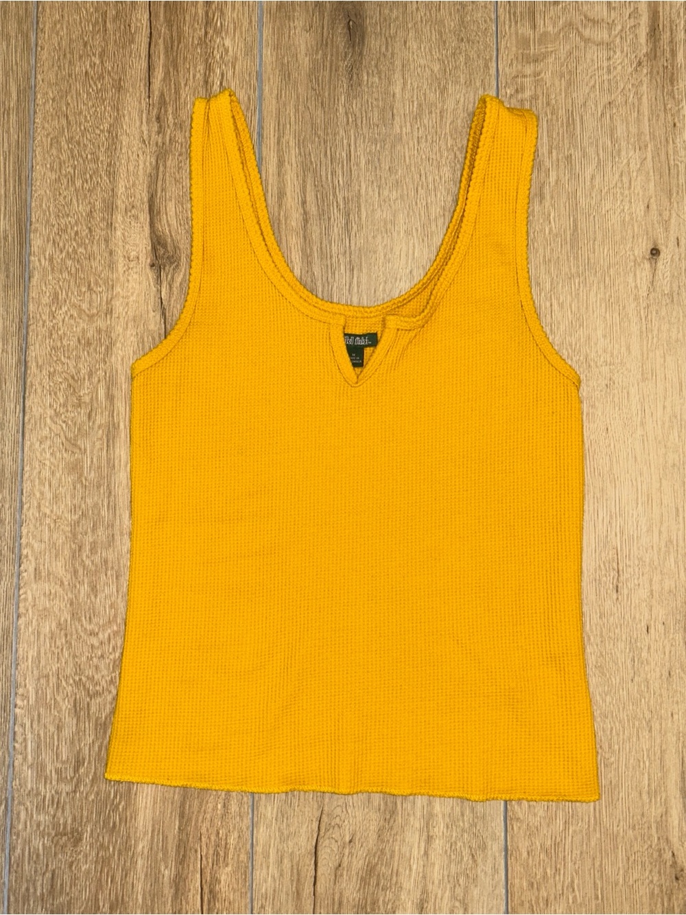 wild fable Yellow Ribbed V-Notch Tank Top